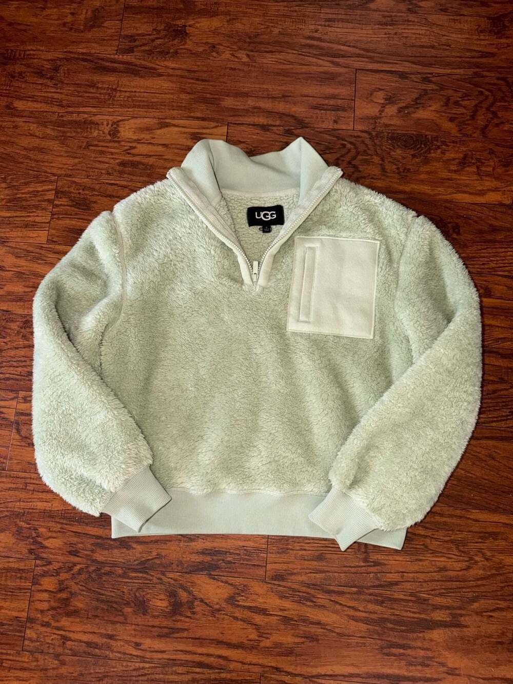 UGG Grassland Janeann Half Zip Fleece Pullover Sweatshirt Sage Green Size S